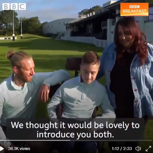 Rhys is surprised by Tim Ream on BBC Breakfast